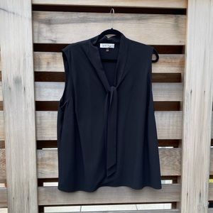 Kasper Sleeveless Tie-Neck Blouse in Black
